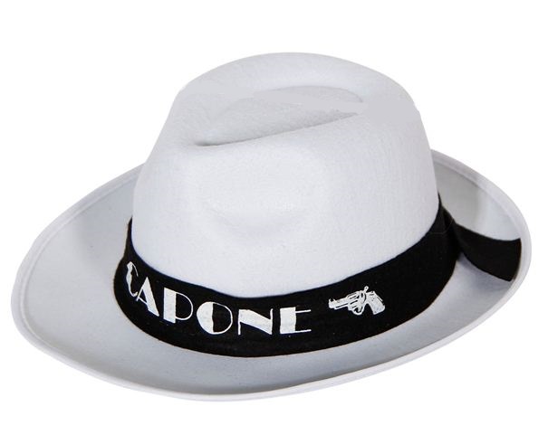 Maffiahoed Al Capone wit - willaert, verkleedkledij, carnavalkledij, carnavaloutfit, feestkledij, maffia en Charleston, Al Capone, deukhoed, Maffiahoed